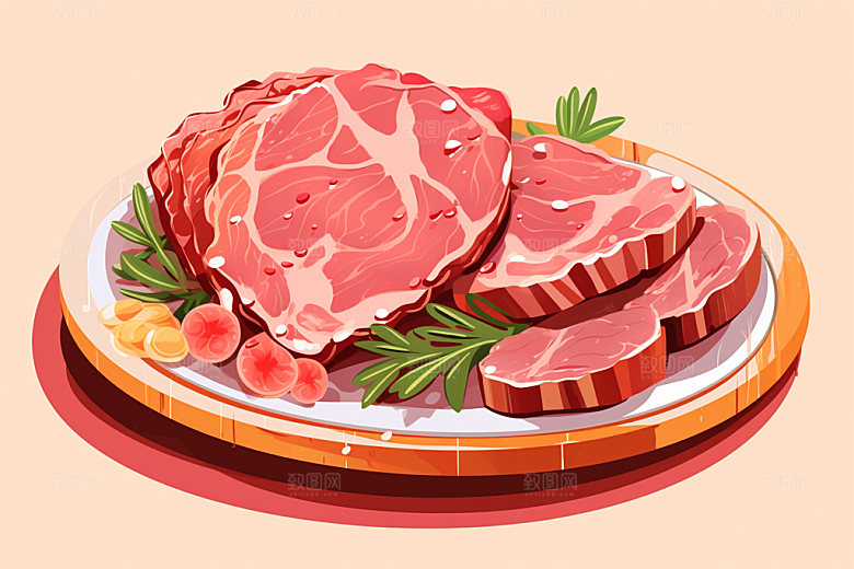 新鲜肉类食品生鲜写实风矢量素材