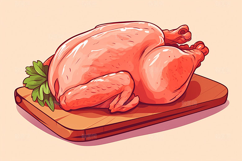 新鲜肉类食品生鲜美食插画矢量素材