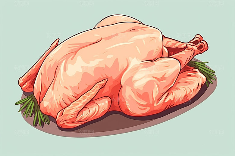 新鲜肉类写实风美食插画矢量素材