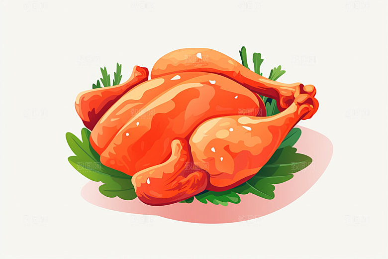 新鲜肉类写实风美食插画矢量素材