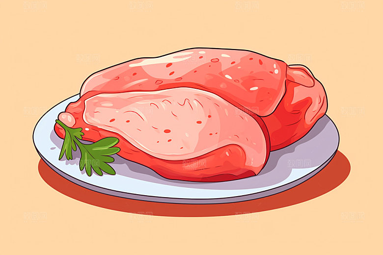 新鲜肉类烤鸡美食插画矢量素材