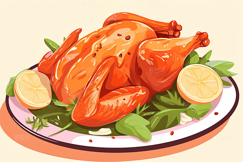 新鲜肉类食品生鲜美食插画矢量素材