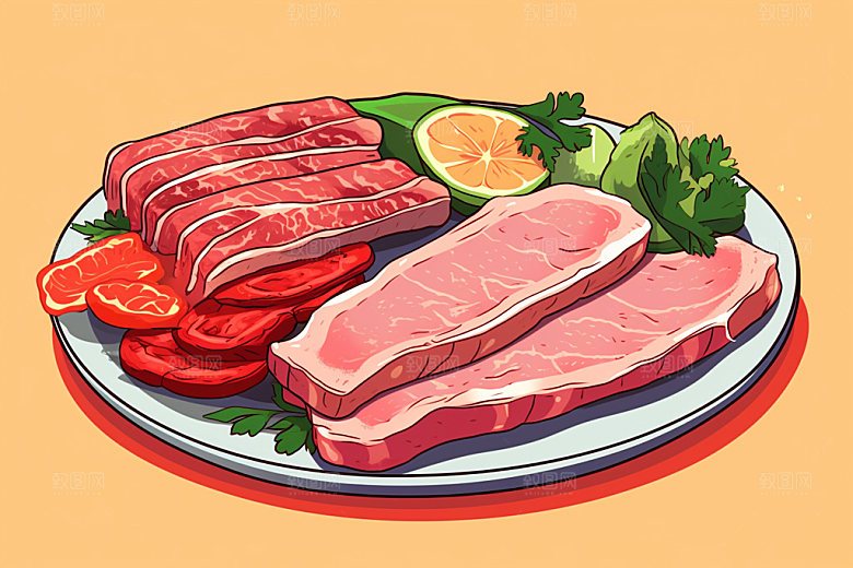 新鲜肉类写实风烤鸡矢量素材