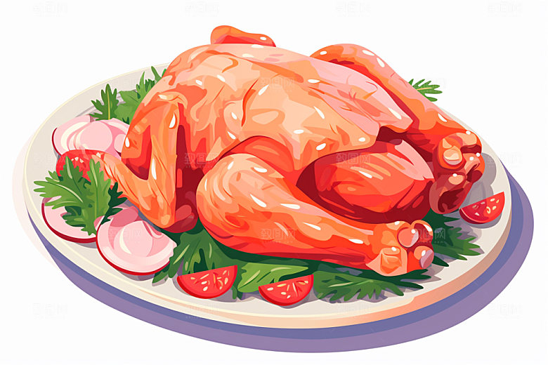 新鲜肉类写实风美食插画矢量素材