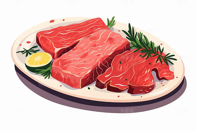 新鲜肉类烤鸡牛排矢量素材