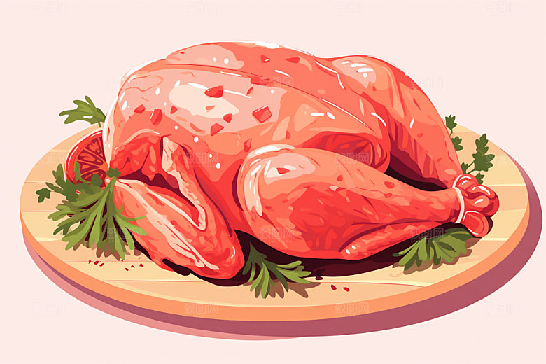 新鲜肉类食品生鲜美食插画矢量素材