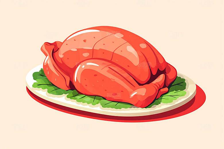 新鲜肉类美食插画牛排矢量素材