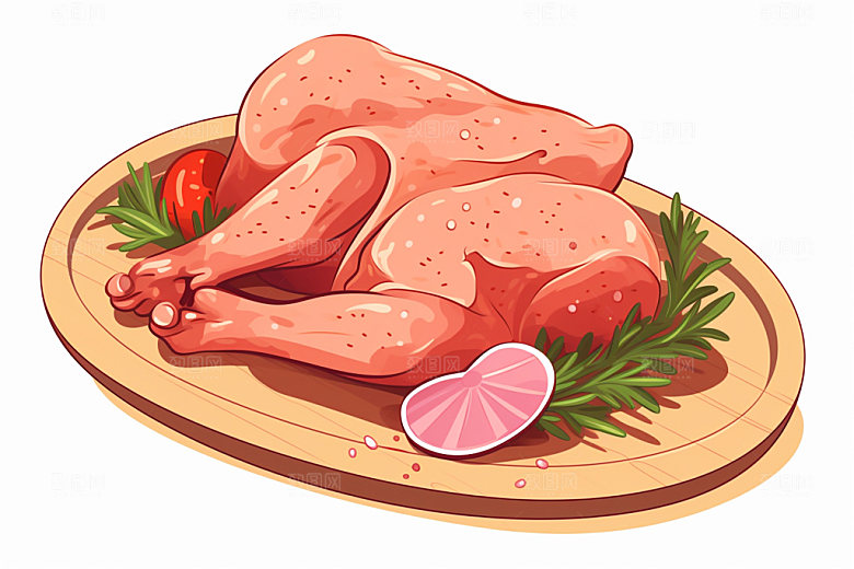 新鲜肉类牛排烤鸡矢量素材