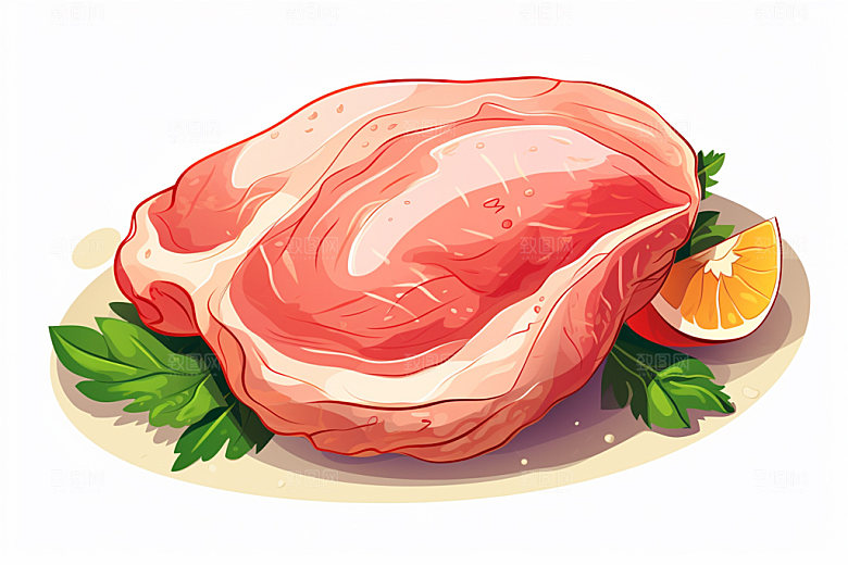 新鲜肉类美食插画牛排矢量素材