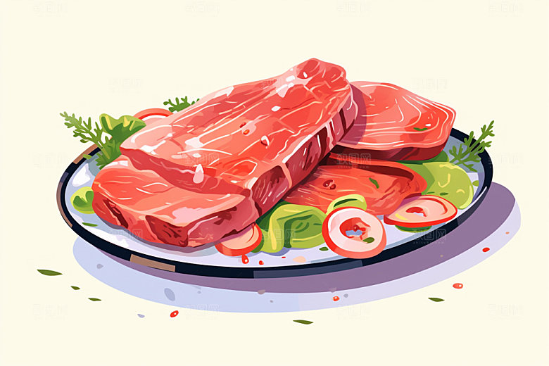 新鲜肉类食品生鲜写实风矢量素材
