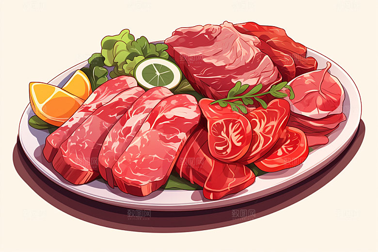 新鲜肉类牛排写实风矢量素材
