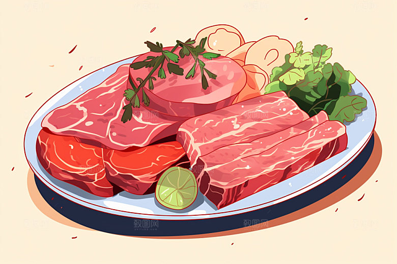 新鲜肉类牛排食品生鲜矢量素材