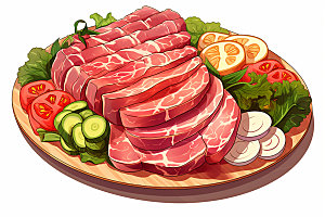 新鲜肉类烤鸡牛排矢量素材