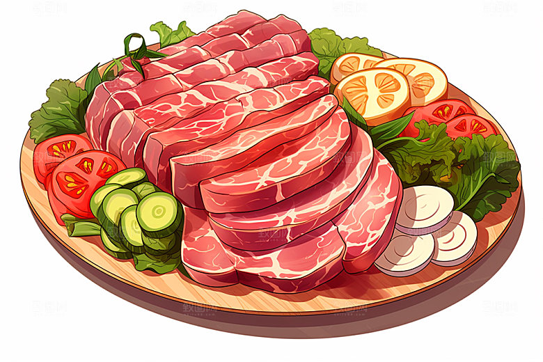 新鲜肉类烤鸡牛排矢量素材