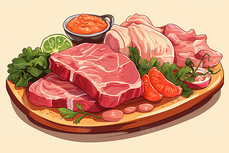 新鲜肉类食品生鲜牛排矢量素材