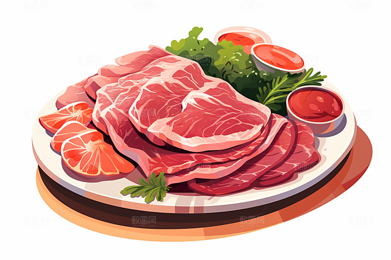 新鲜肉类烤鸡牛排矢量素材