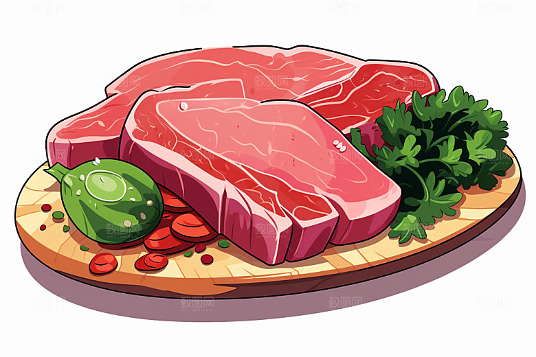 新鲜肉类写实风烤鸡矢量素材