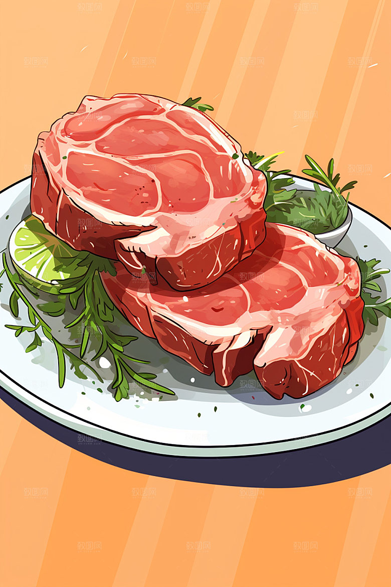 新鲜肉类食品生鲜写实风矢量素材