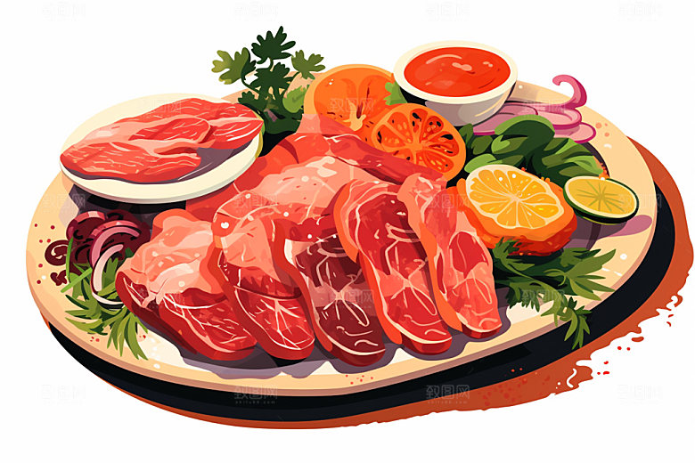 新鲜肉类食品生鲜写实风矢量素材