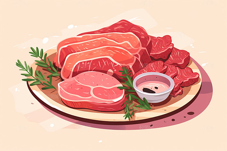 新鲜肉类牛排食品生鲜矢量素材