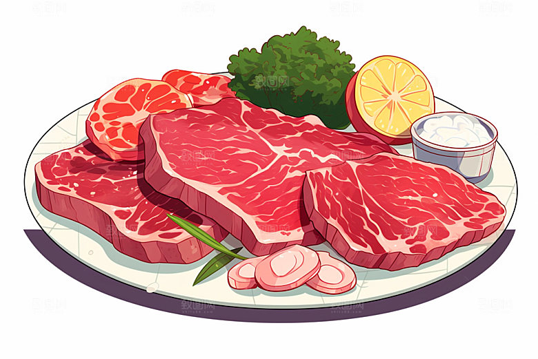 新鲜肉类食品生鲜牛排矢量素材