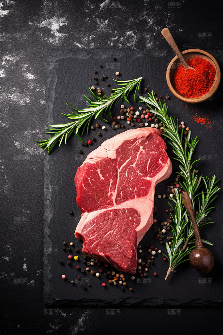新鲜肉类烤鸡牛排矢量素材