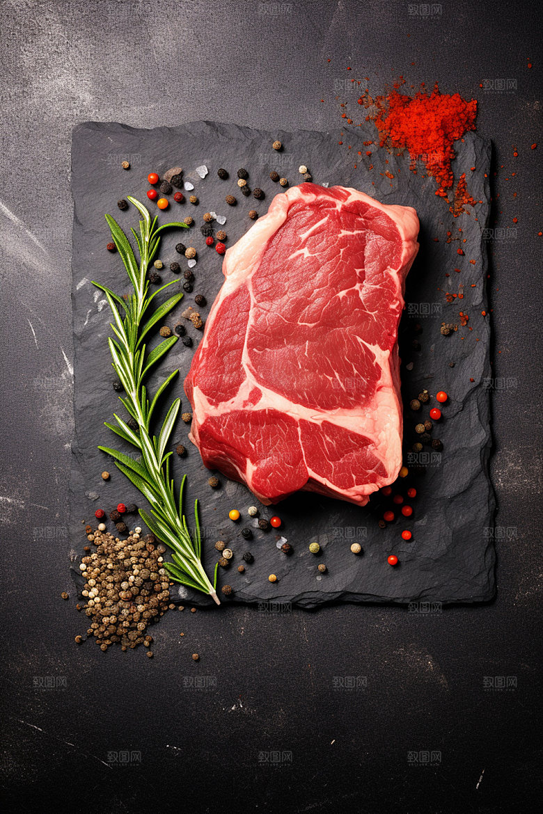 新鲜肉类商业宣传牛排矢量素材