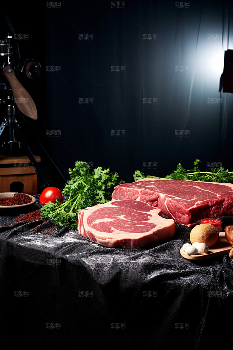 新鲜肉类商业宣传美食摄影矢量素材