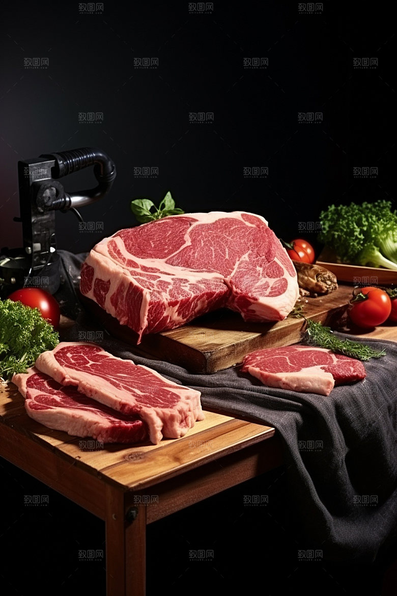 新鲜肉类广告投放美食摄影矢量素材