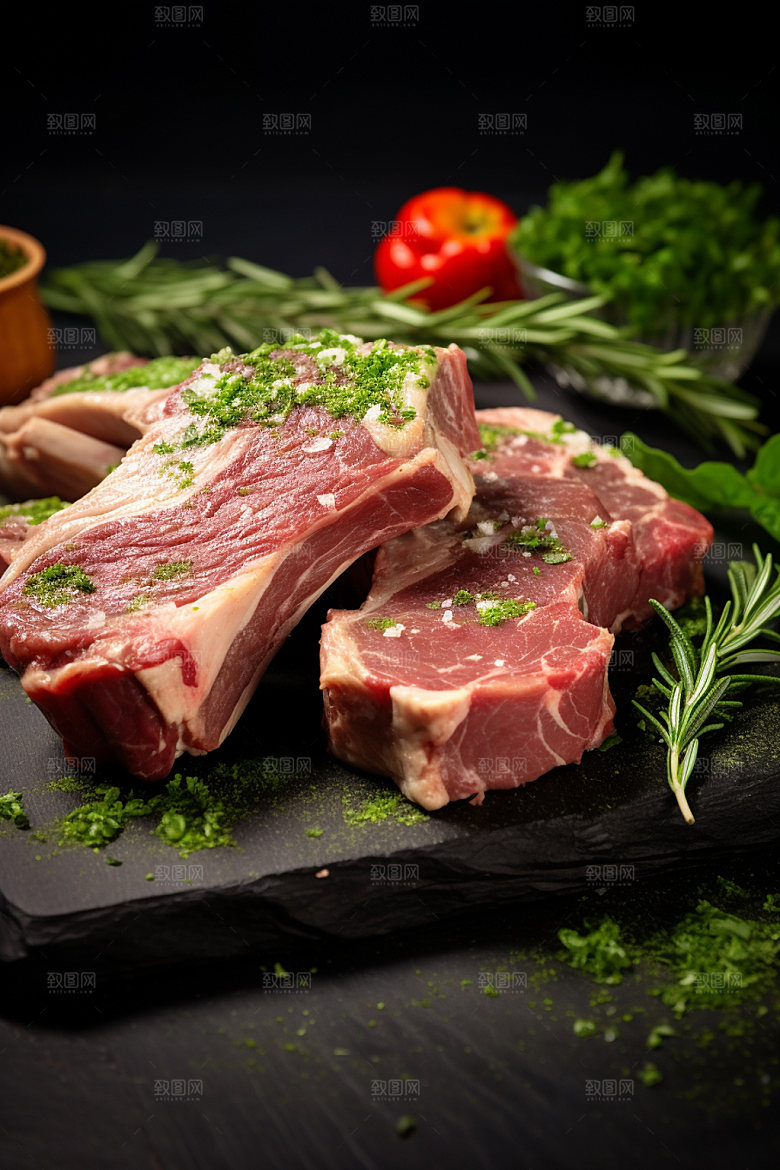 新鲜肉类美食摄影商业宣传矢量素材