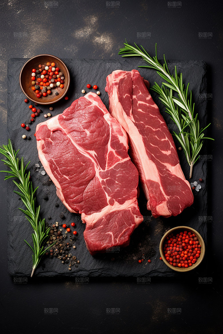新鲜肉类广告投放牛排矢量素材