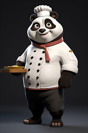 熊猫厨师拟人职业素材