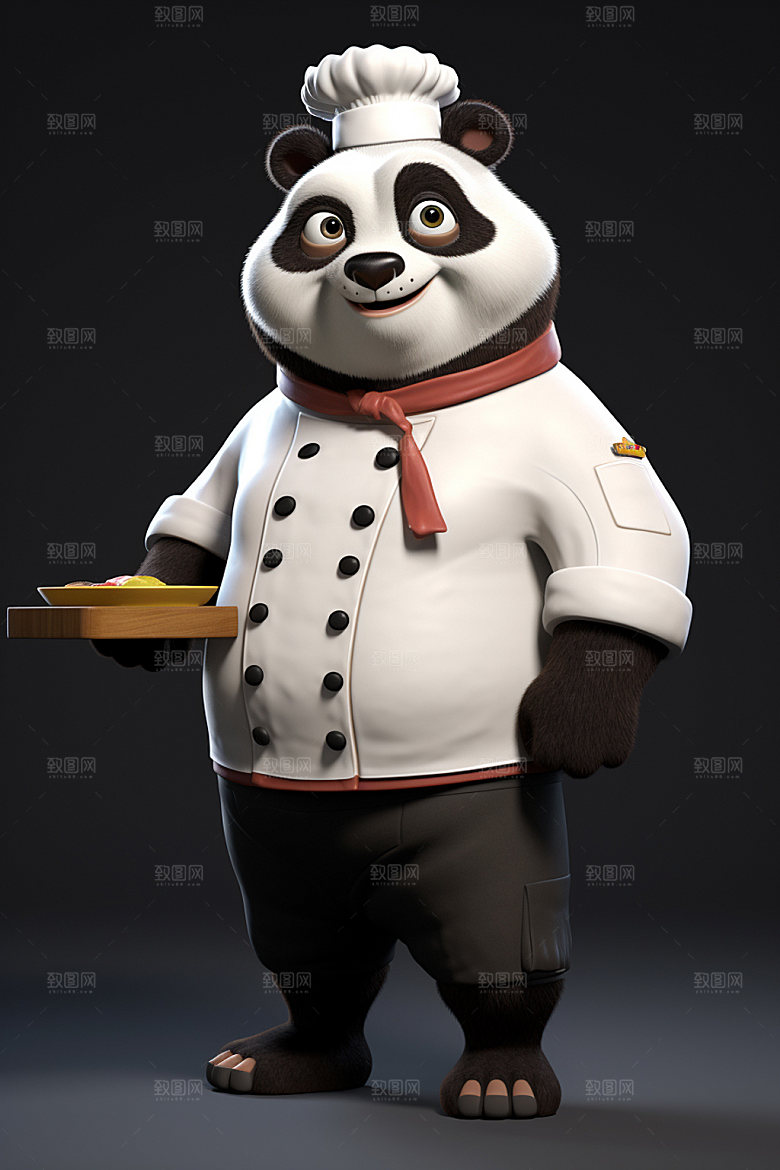 熊猫厨师拟人职业素材