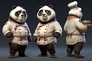 熊猫厨师卡通大厨素材