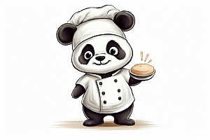 熊猫厨师职业西餐素材