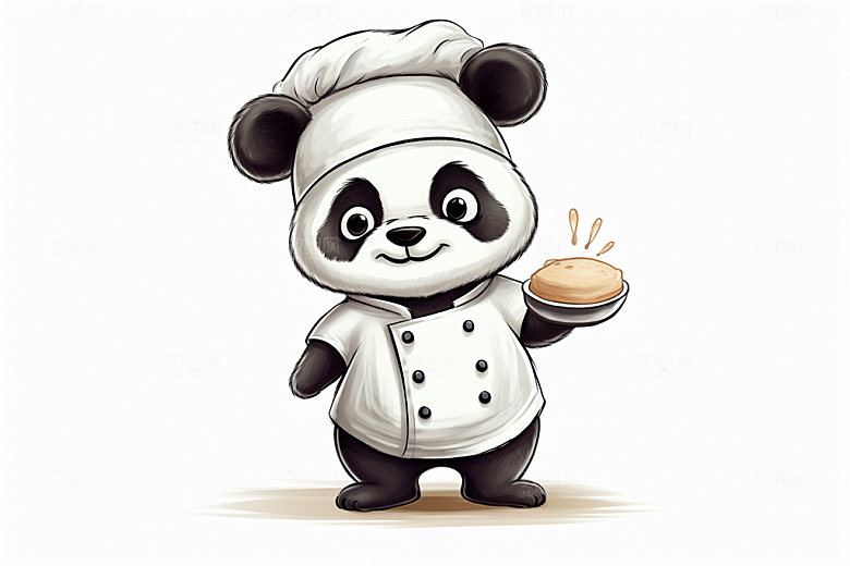 熊猫厨师职业西餐素材