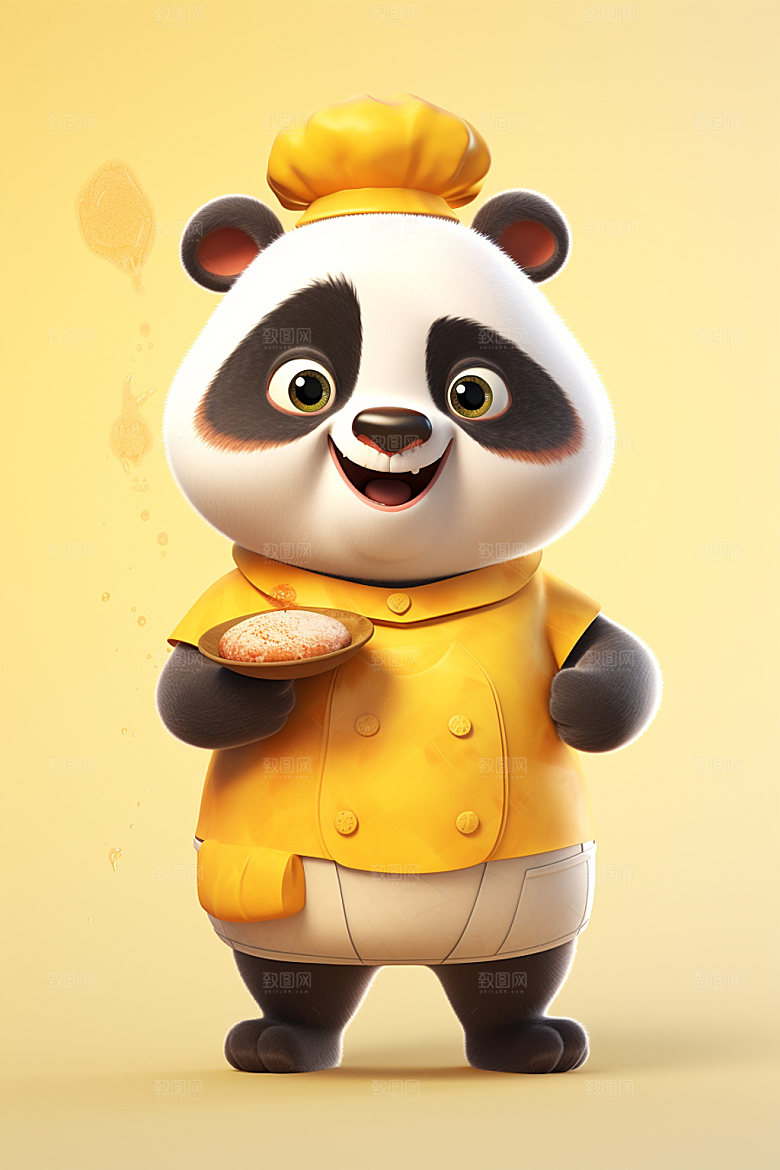 熊猫厨师动物卡通素材