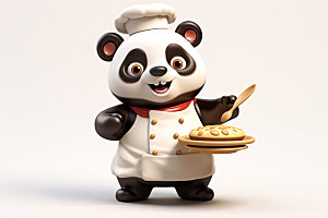 熊猫厨师职业西餐素材