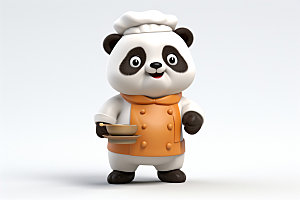 熊猫厨师西餐拟人素材