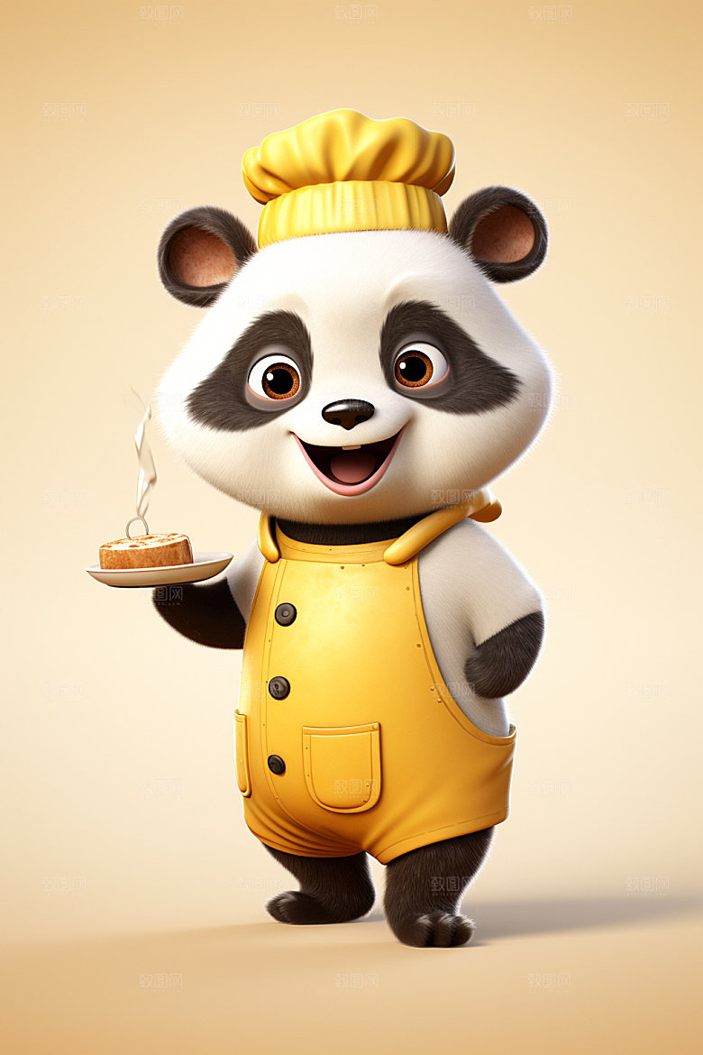 熊猫厨师卡通厨房素材