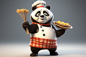 熊猫厨师西餐形象素材