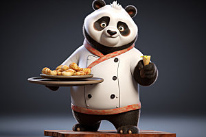 熊猫厨师卡通拟人素材