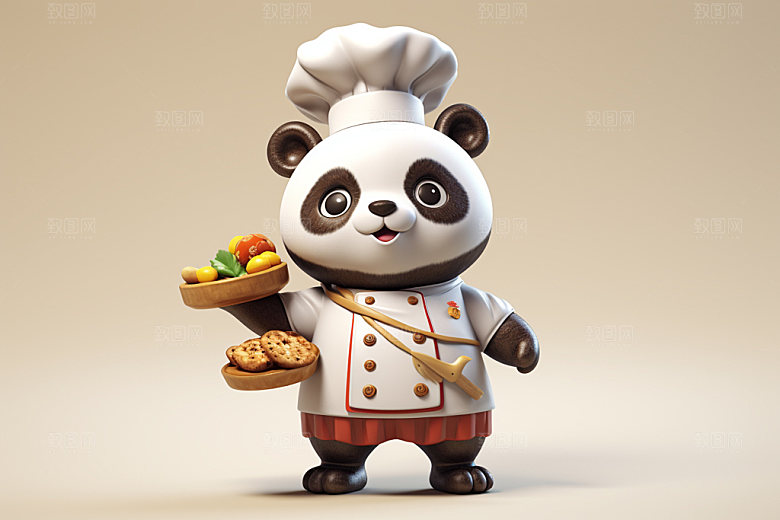 熊猫厨师主厨职业素材