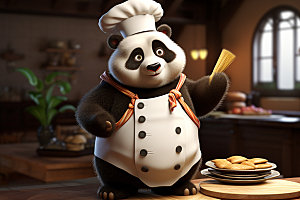 熊猫厨师职业拟人素材