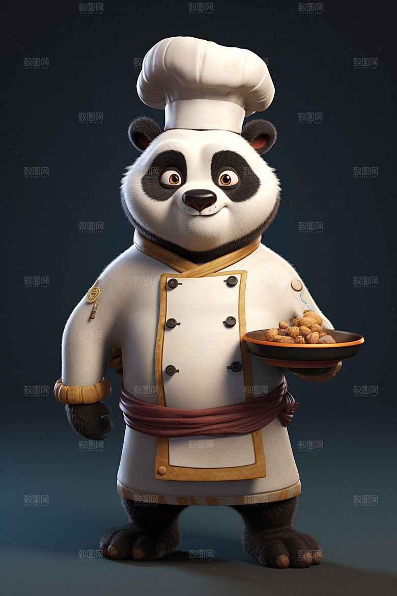 熊猫厨师动画厨房素材