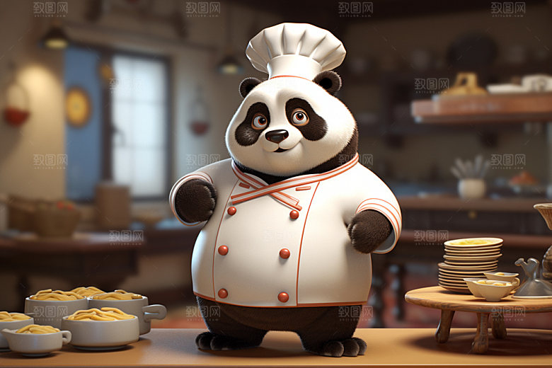 熊猫厨师厨房主厨素材