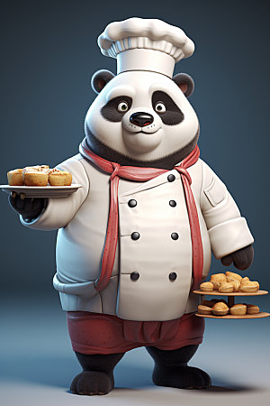 熊猫厨师拟人动画素材
