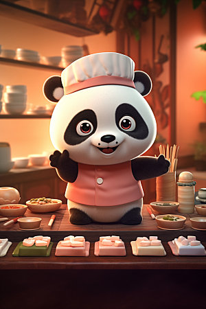 熊猫厨师动画形象素材