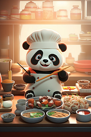 熊猫厨师动物大厨素材