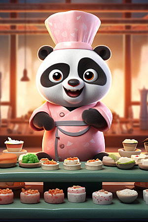 熊猫厨师大厨动物素材